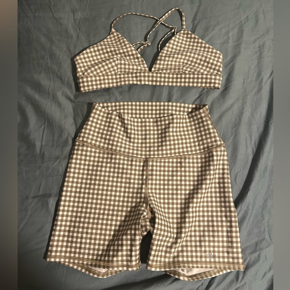 Alo Gingham Workout Set Size Medium
